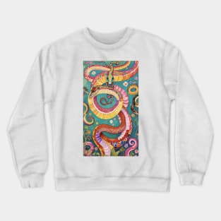 Gustav Klimt's Gilded Serpents: Inspired Snake Elegance Crewneck Sweatshirt